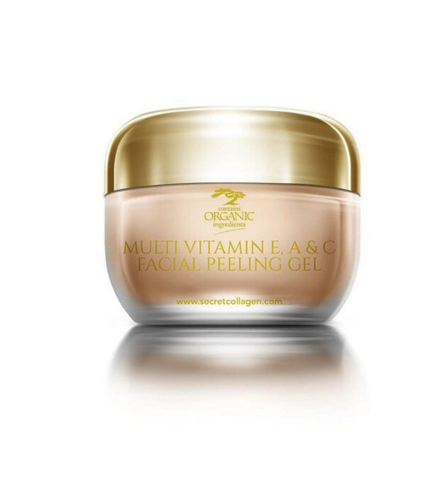 Gel exfoliant pour le visage multi-vitamines E A et C au collagène Secret