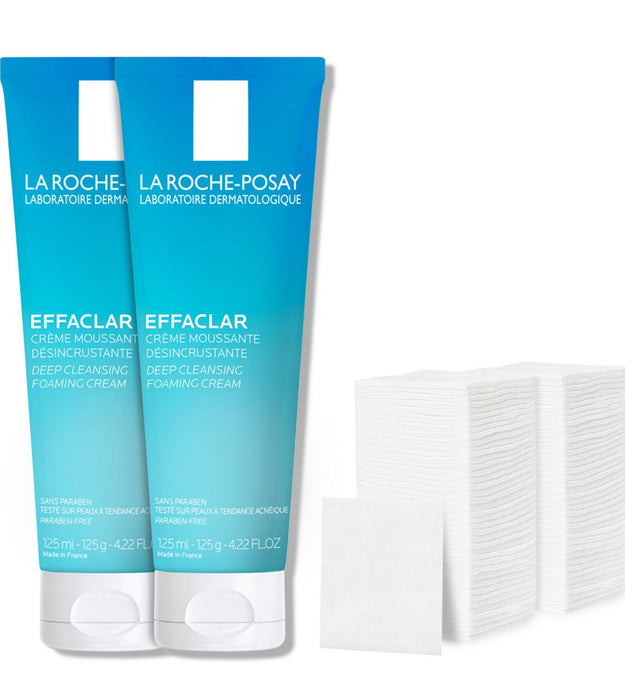 La Roche Posay Effaclar Deep Cleansing Foaming Cream 125ml × 2p + Cotton pad 2p