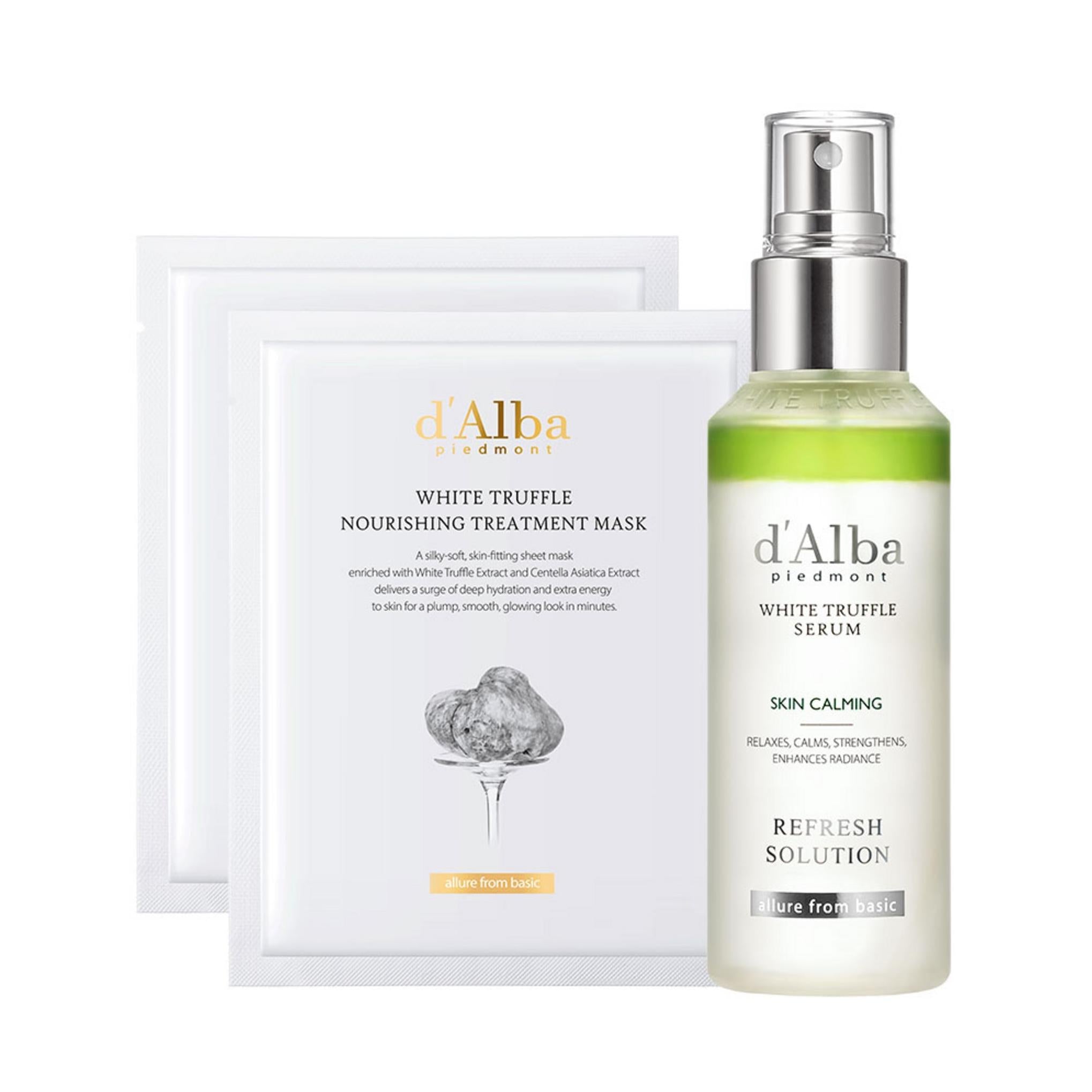Dalba White Truffle Refreshing Skin Calming Serum 100ml + Nourishing Treatment Mask 2p Set