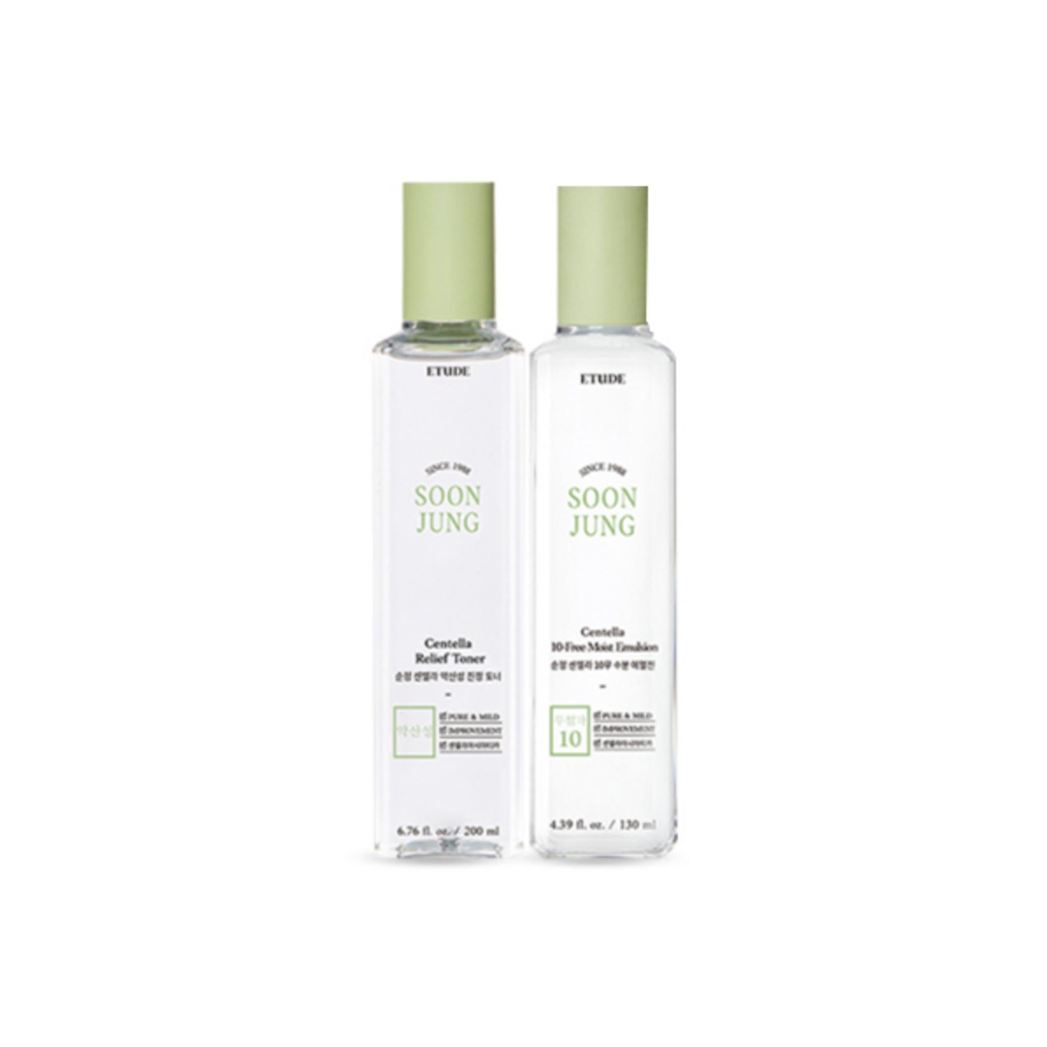 Tonico Etude Soonjung Centella 200ml + 15ml + Emulsione 130ml + 15ml + Balsamo Cica 10ml