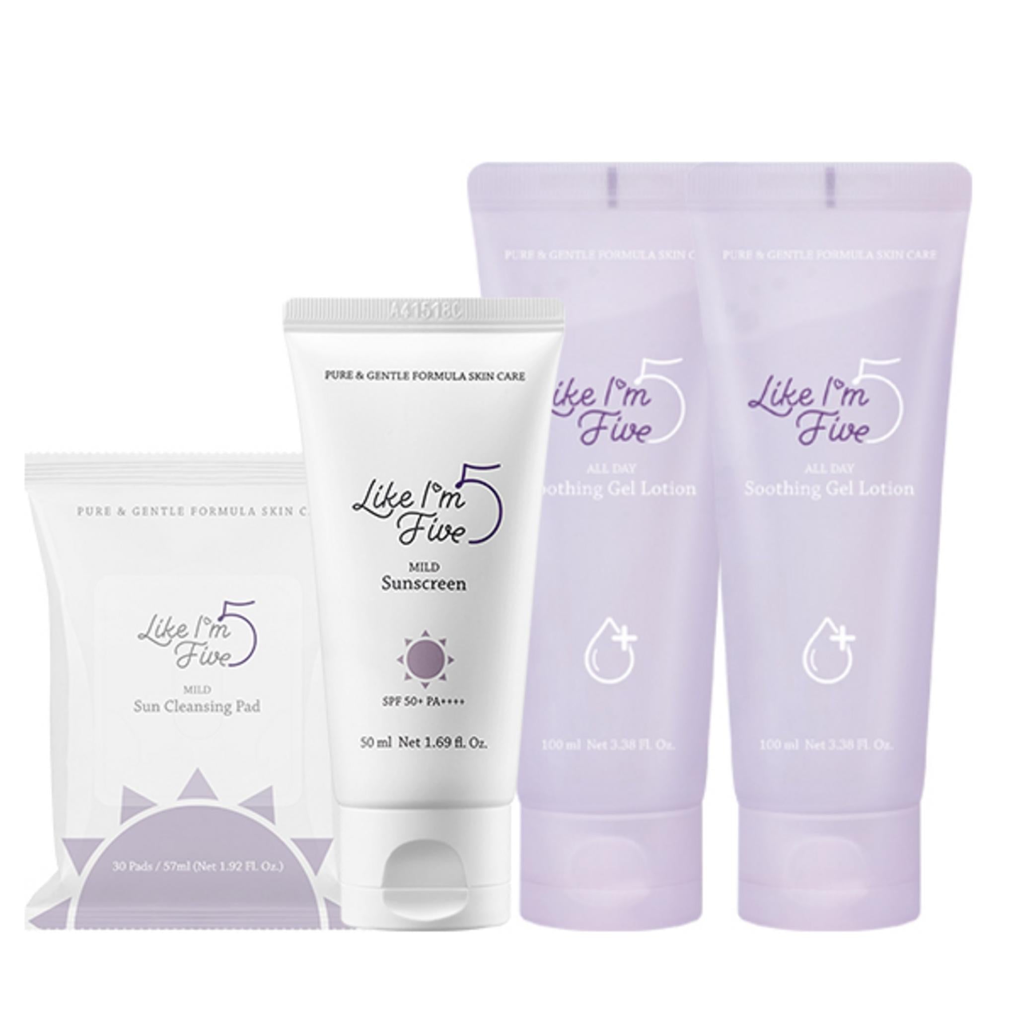 Beruhigende Gel-Lotion (2 Stk.) + Baby-Sonnencreme + Sonnenreinigungspad Beutelform