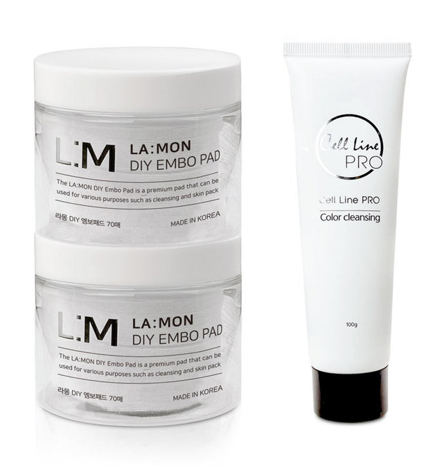 Cell Line Pro Color Cleansing 100g Lash Monster DIY Grand tampon de gaufrage 140 pièces Tampons de coton hypoallergéniques