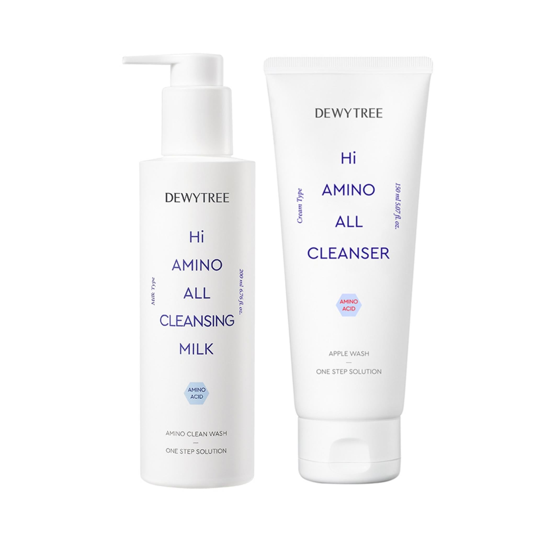 Dewy Tree High Amino All Cleansing Milk 200ml + Cleansing Foam 150ml Set