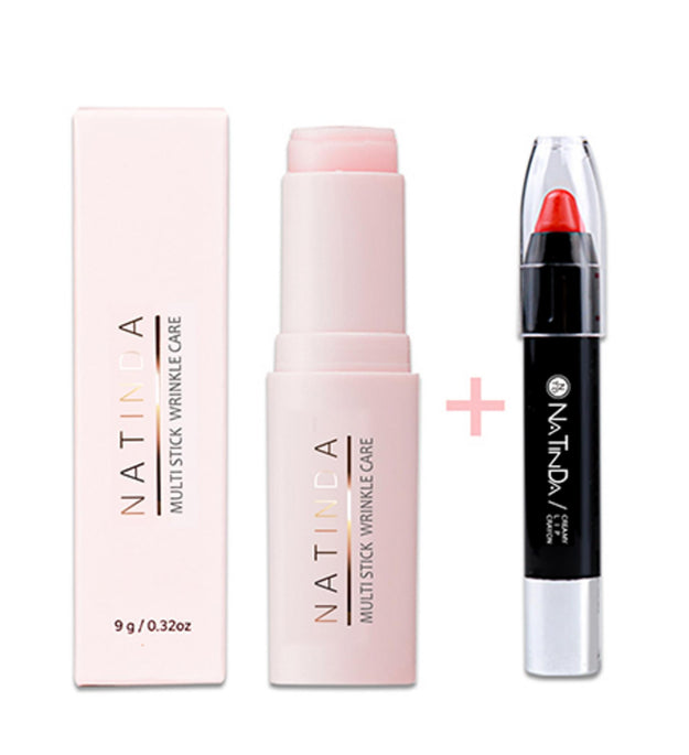 Natinda Multi Stick العناية بالتجاعيد 9 جم + مجموعة Natinda Creamy Lip Crayon 3 جم