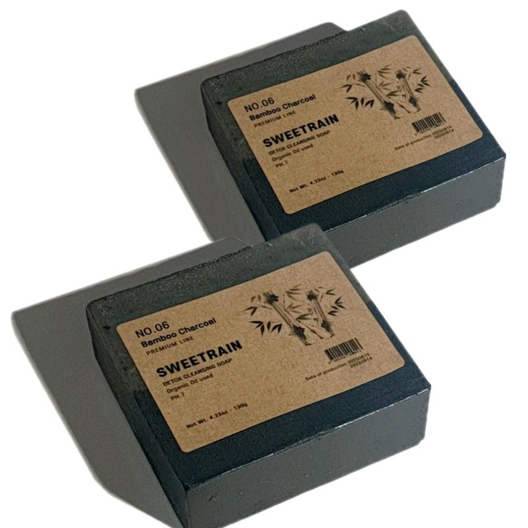 Мыло для умывания лица Sweet Rain с бамбуковым углем, очищающее поры и удаляющее омертвевшую кожу, 130 г, 2 шт + сетка для пены