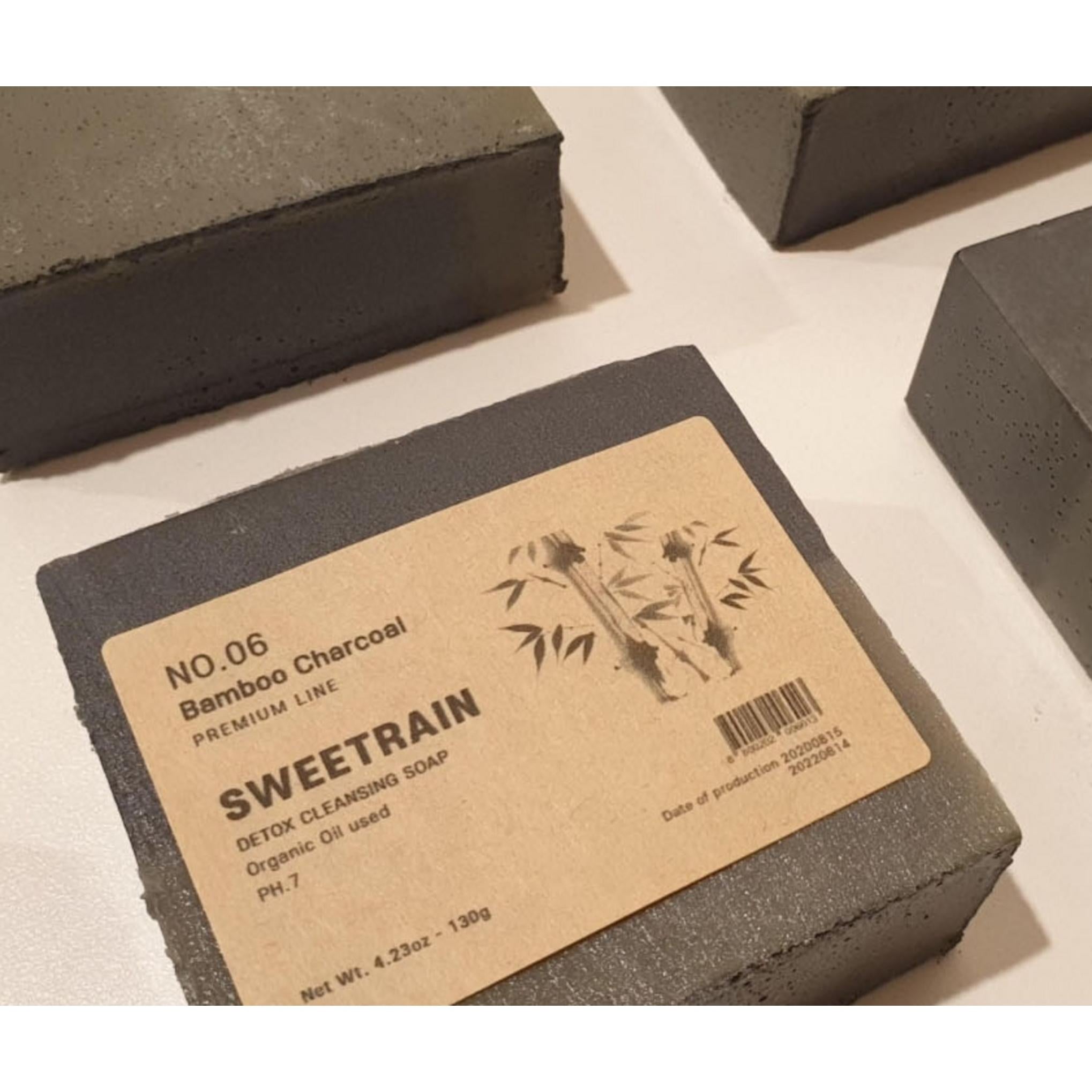 Мыло для умывания лица Sweet Rain с бамбуковым углем, очищающее поры и удаляющее омертвевшую кожу, 130 г, 2 шт + сетка для пены