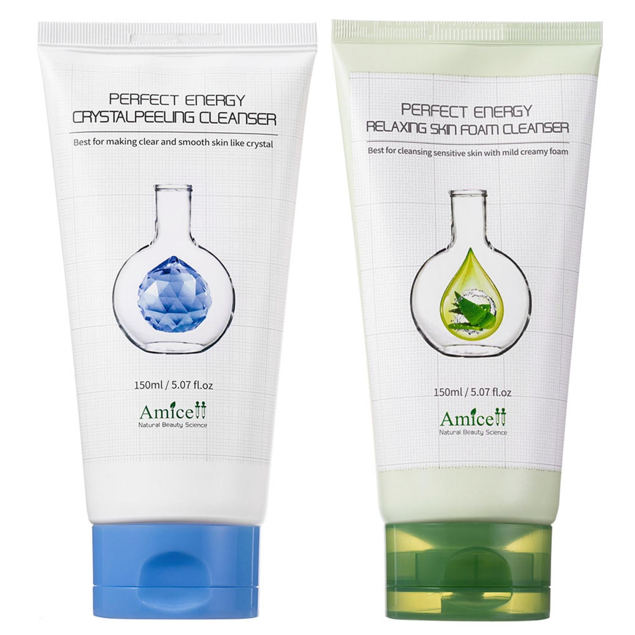 Amicell Perfect Energy Cristal Peeling de Limpeza 150ml + Espuma de Limpeza de Pele Relaxante 150ml