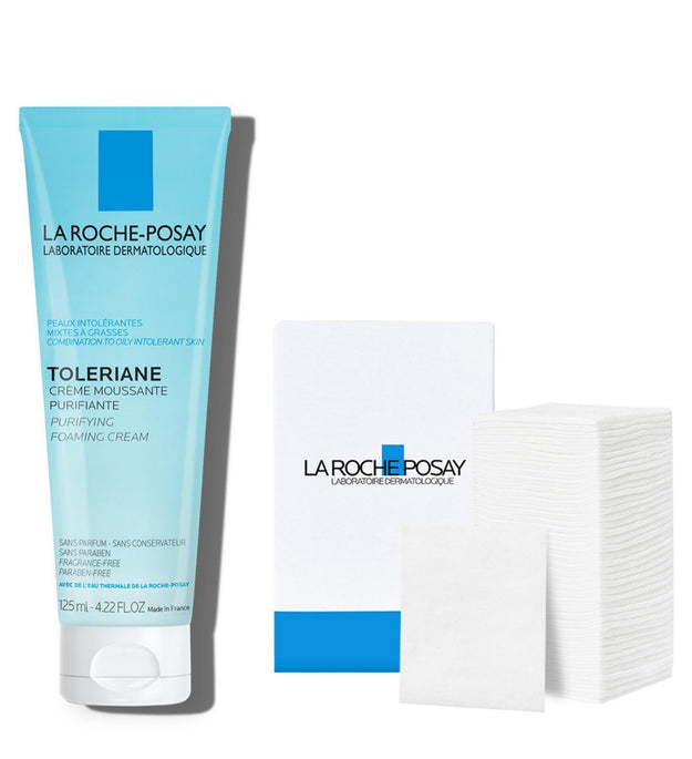 La Roche-Posay Tolerien Purifying Foaming Cream Cleansing Foam 125ml + 40 Cotton Pads Set