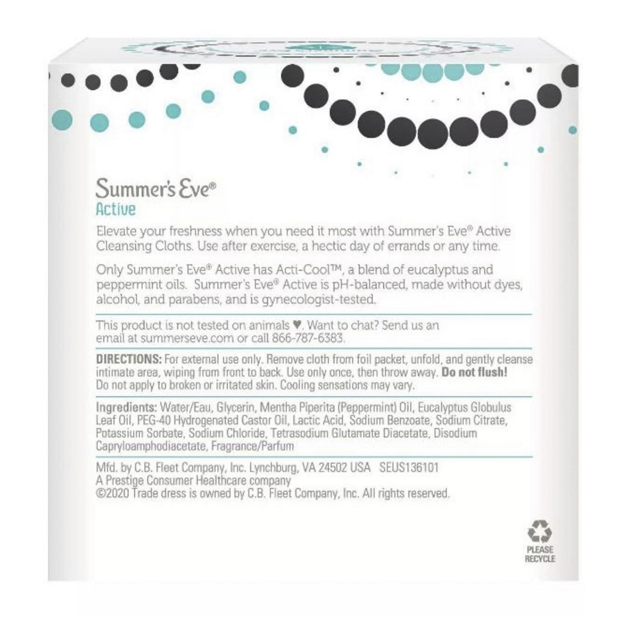 Tecido de limpeza ativo Summer Eve