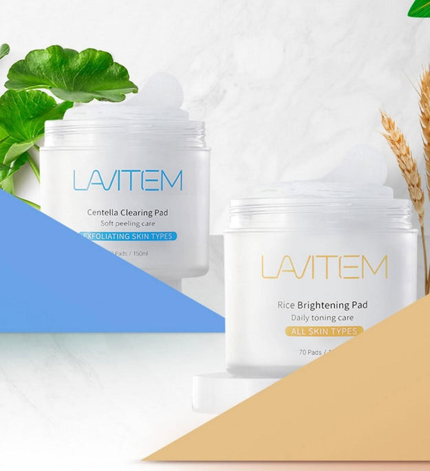 Labitem Rice Brightening Pad 70 sheets 150ml + Centella Clearing Pad 70 sheets 150ml