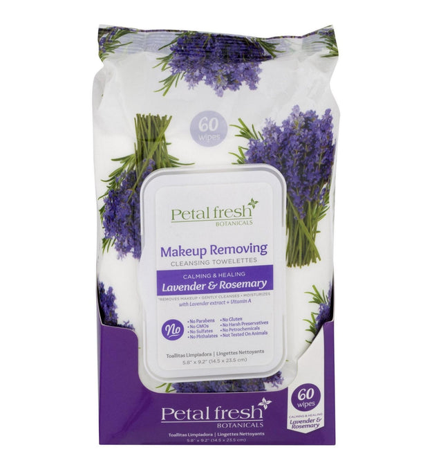 Petal Fresh Makeup Removing Cleansing Wipes Calming & Healing Lavender & Rosemary