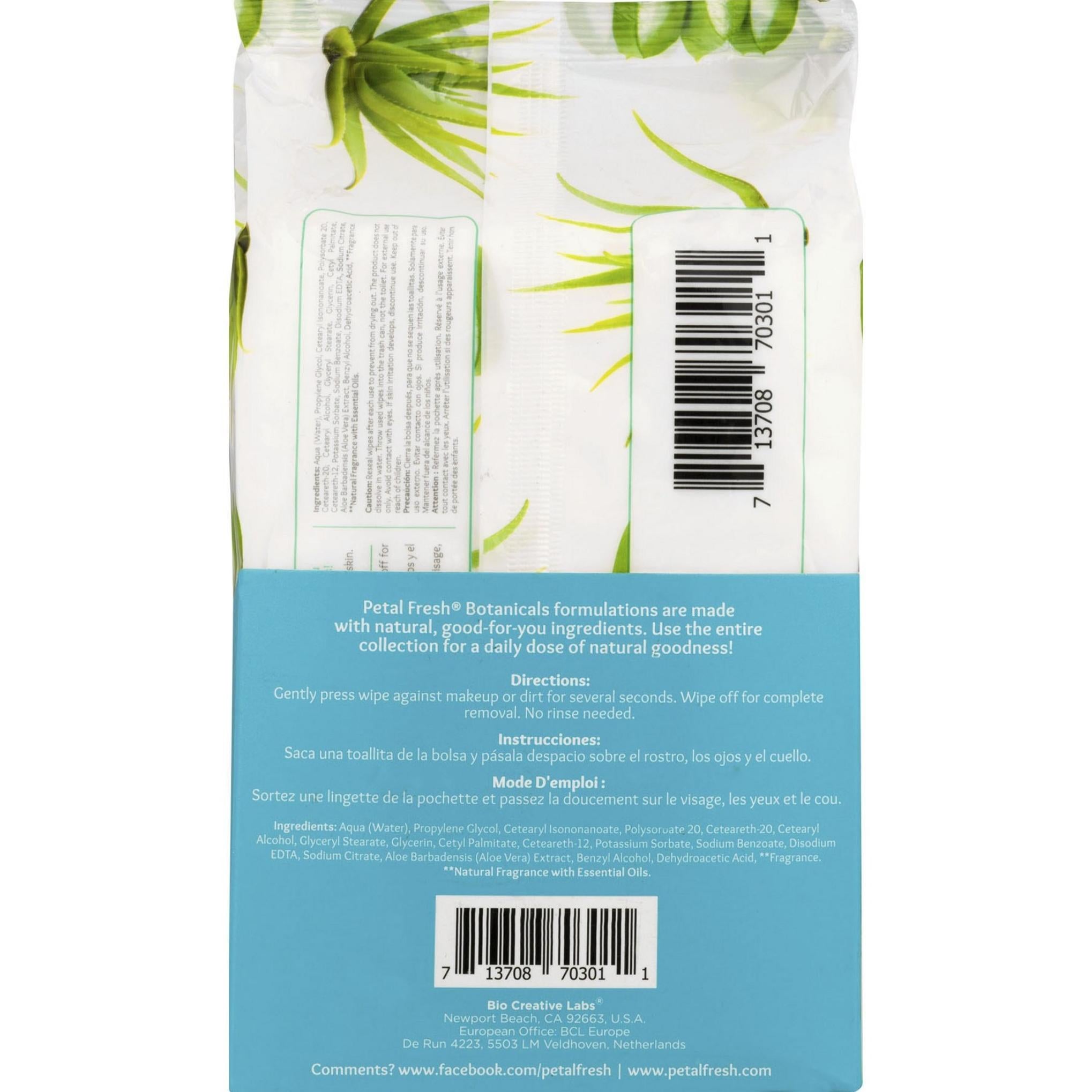 Petal Fresh Makeup Removing Cleansing Towelette Soothing Aloe Vera