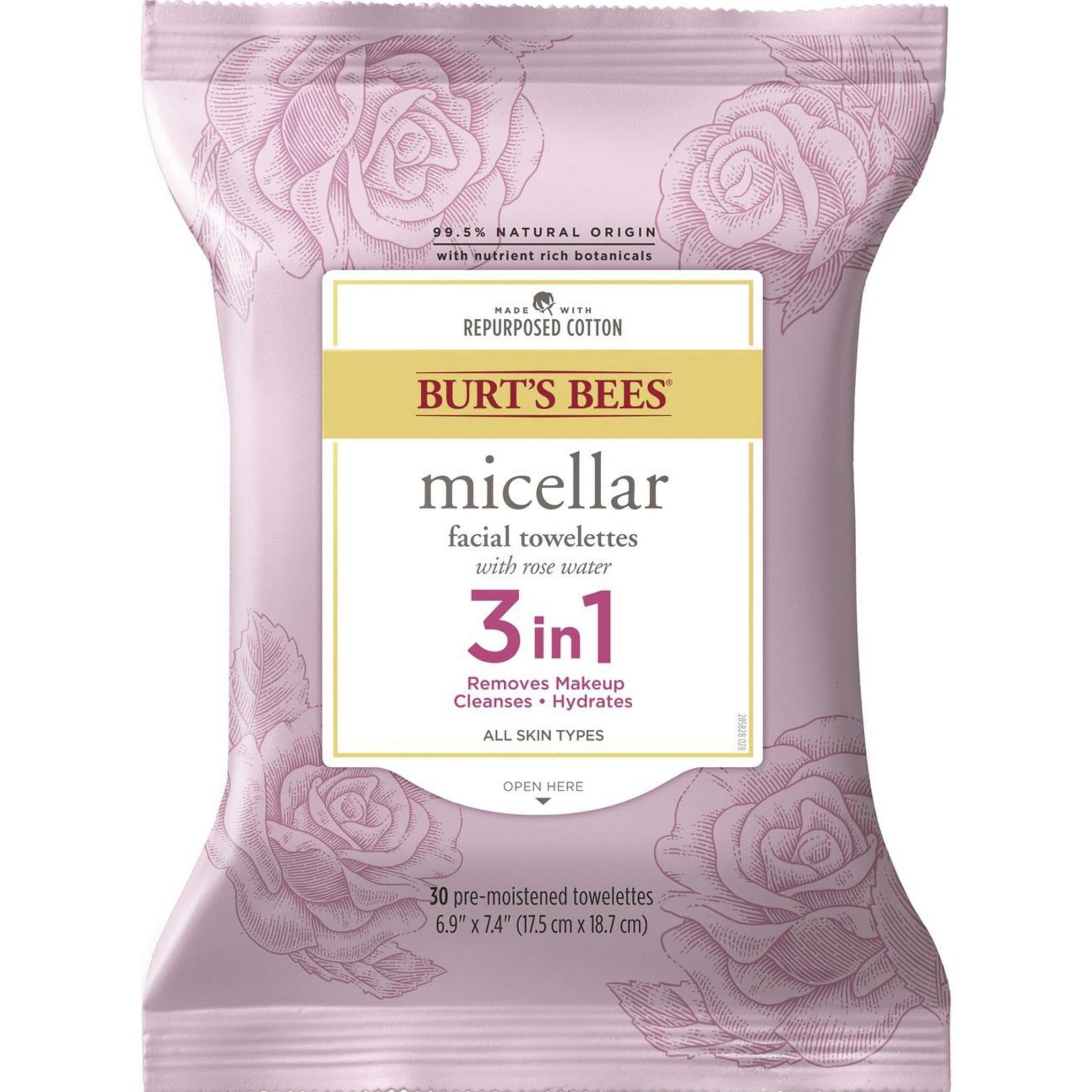 Burt's Bees Micellar Facial Wipes Água de rosas