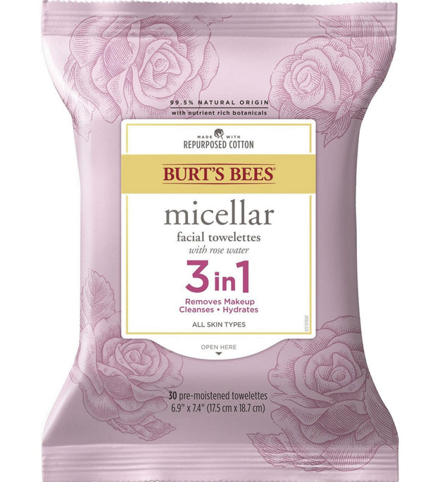 Мицеллярные салфетки для лица Burt's Bees с розовой водой