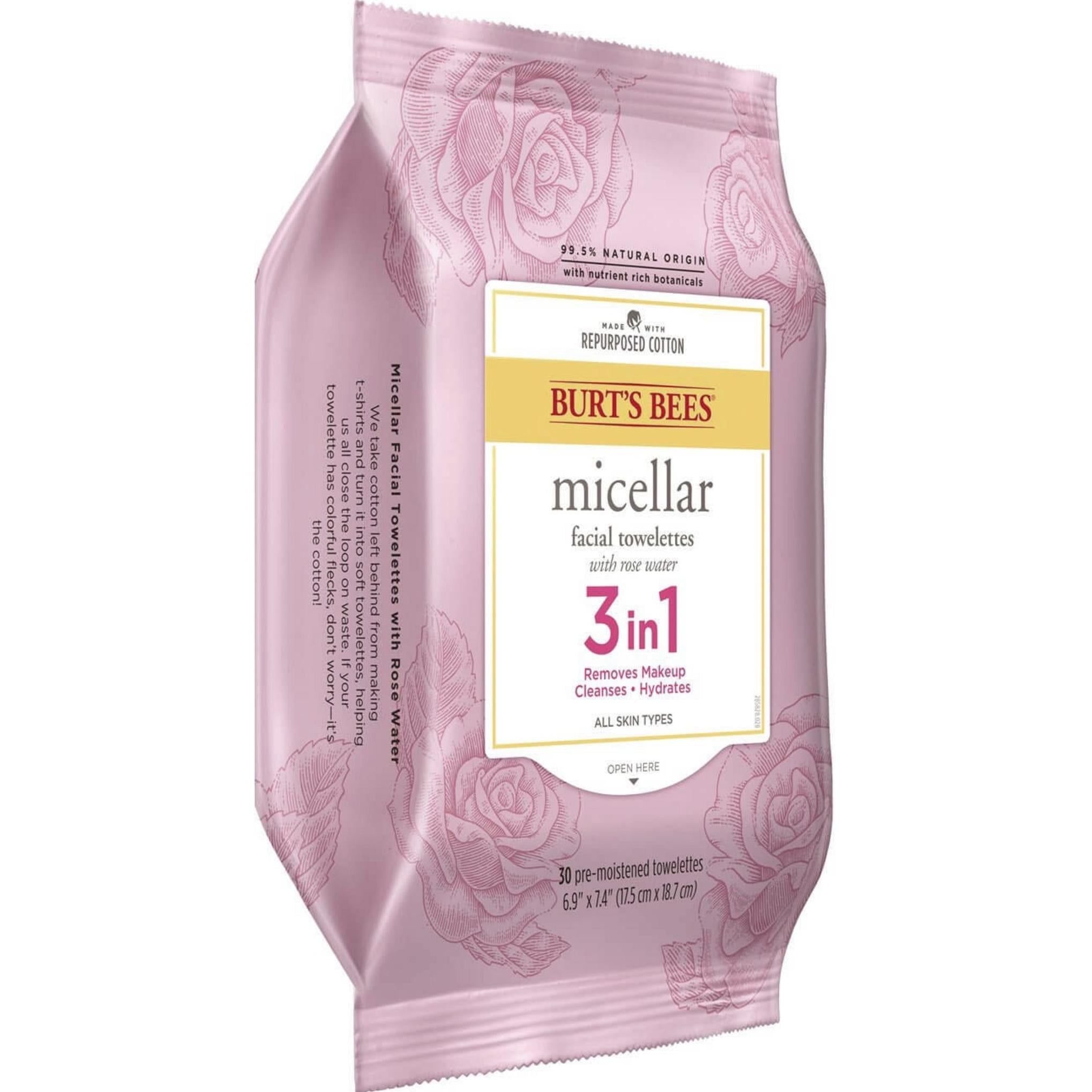 Burt's Bees Micellar Facial Wipes Água de rosas