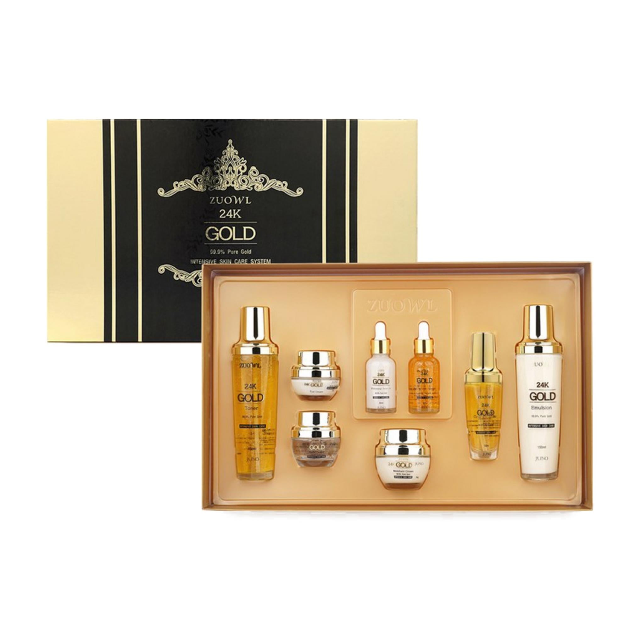 ZUOWL Conjunto de Cosméticos Femininos de Cuidados Intensivos para a Pele com Ouro 24K, 8 Peças