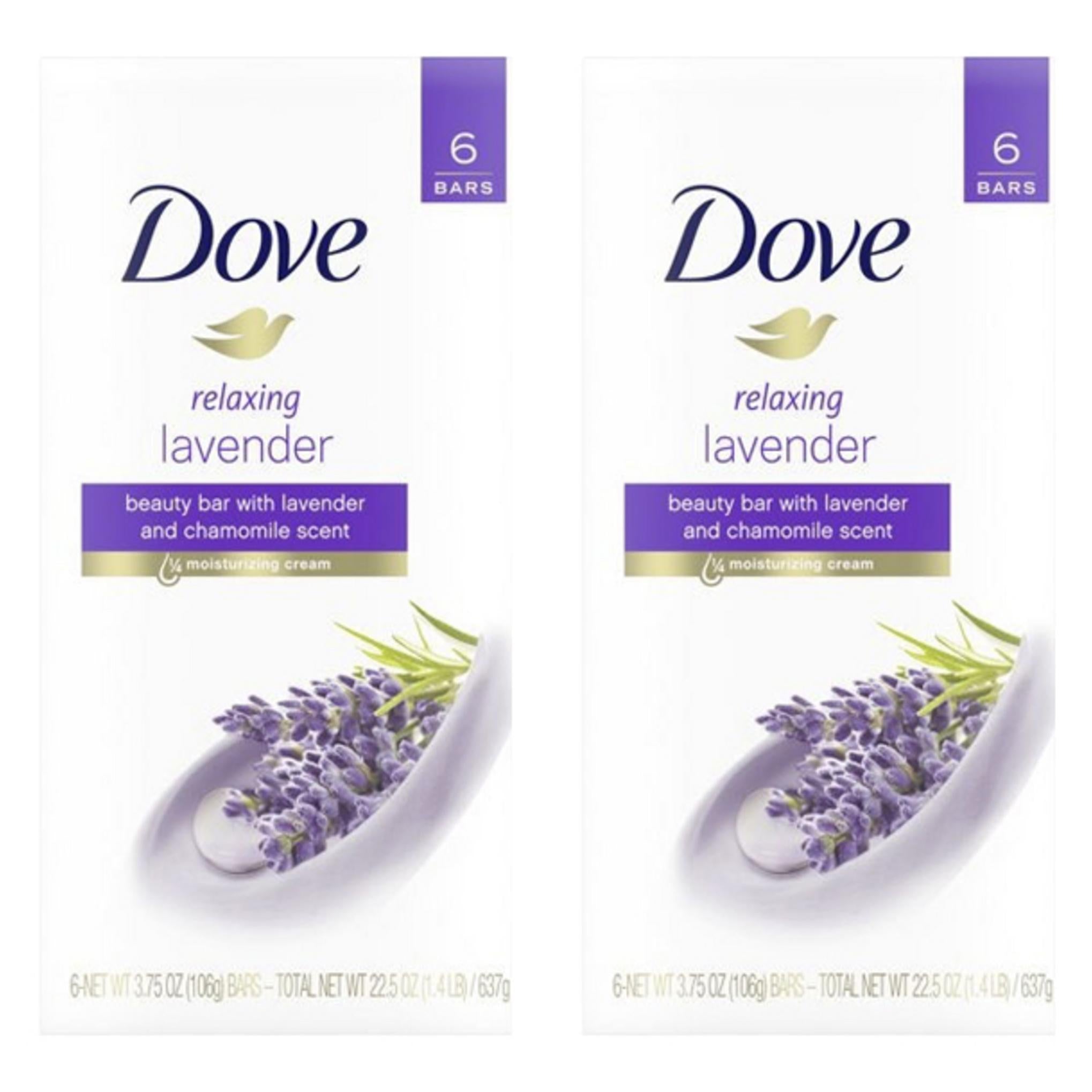Расслабляющий косметический батончик Dove с ароматом лаванды и ромашки, 6 упаковок
