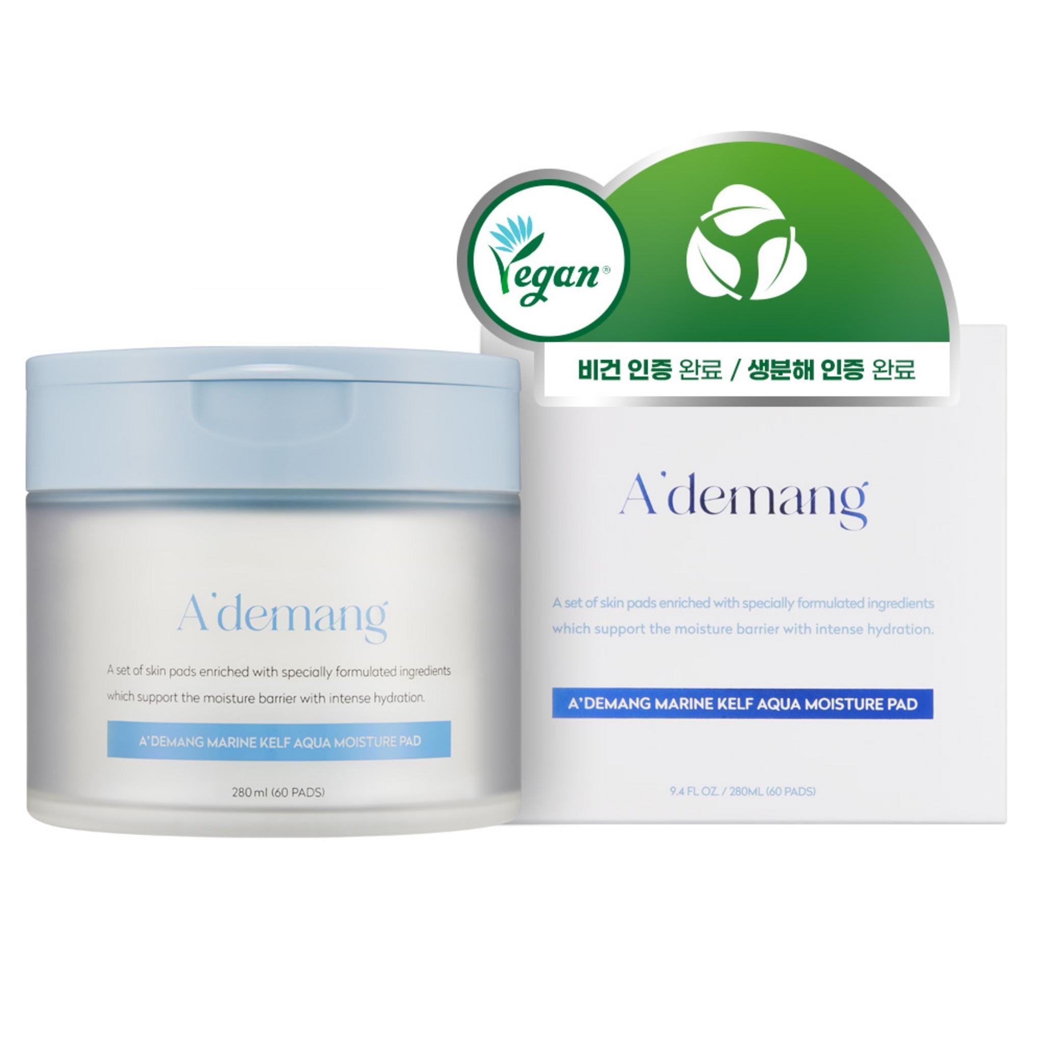 وسادات تونر مرطبة من عشب البحر من أدمان، 60 ورقة