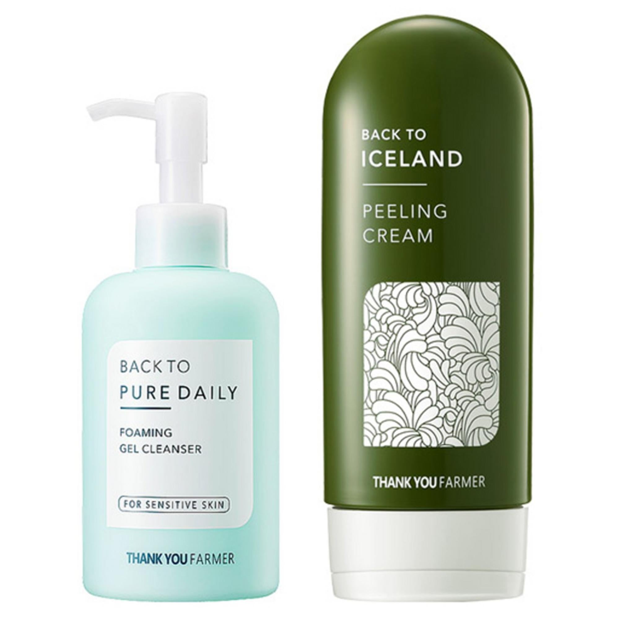 Obrigado, agricultor, de volta ao peeling + gel de limpeza 2 conjunto