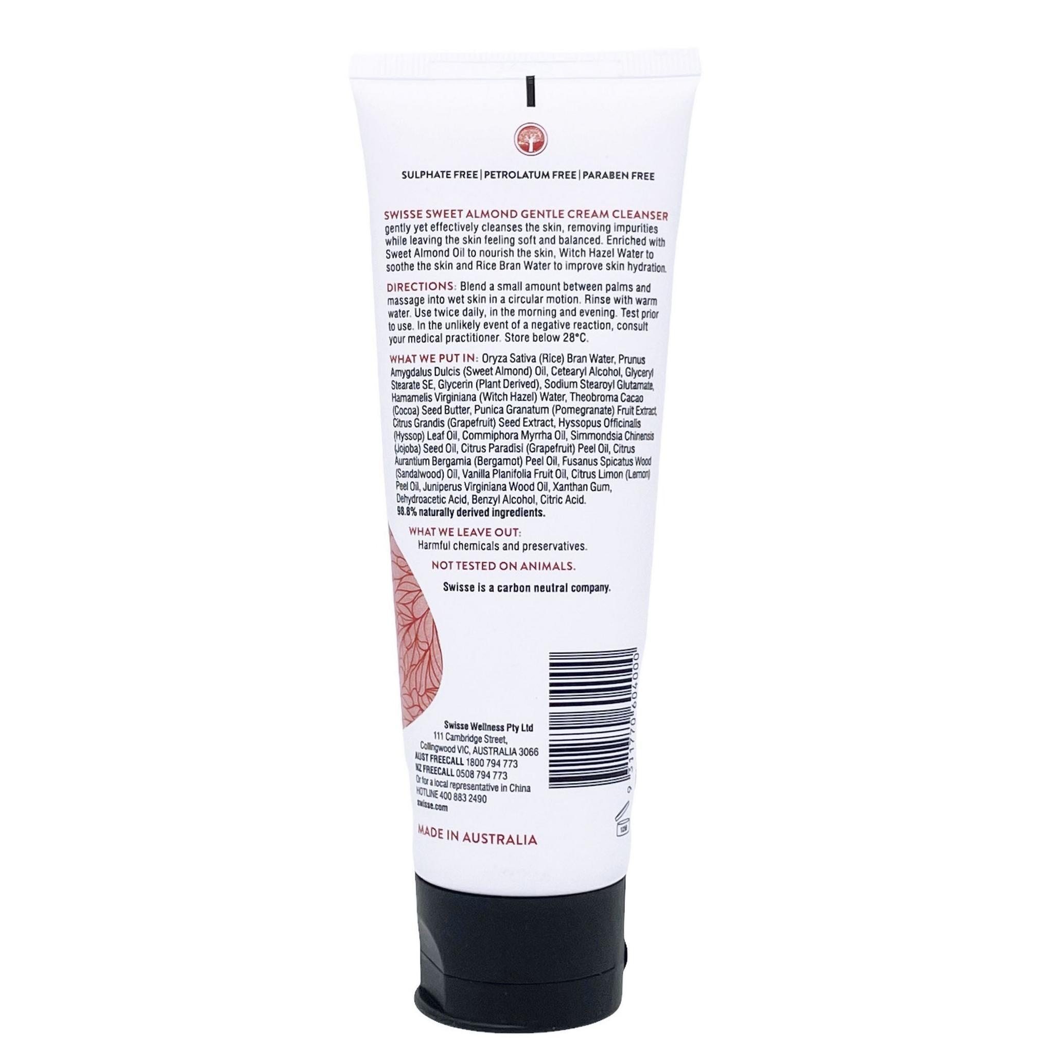 Soins de la peau suisses Crème nettoyante douce à l'amande douce Peau normale à sèche