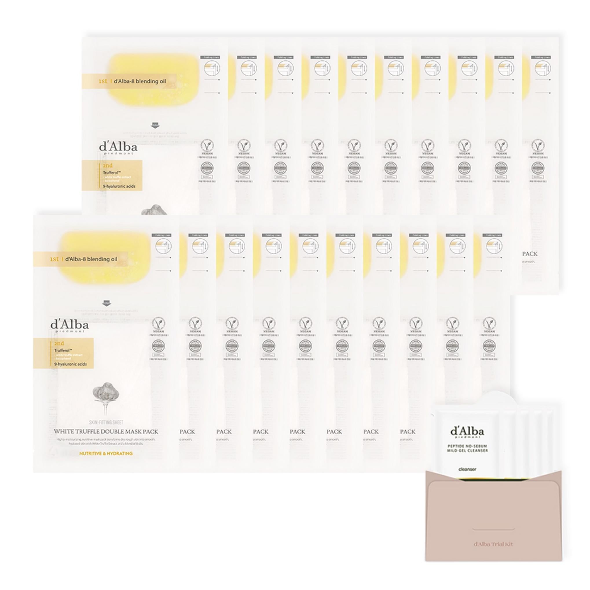 Dalba Masque Pack Hydratant Double Nourrissant à la Truffe Blanche 20p + Gel Nettoyant Faiblement Acide 3ml x 5p Ensemble