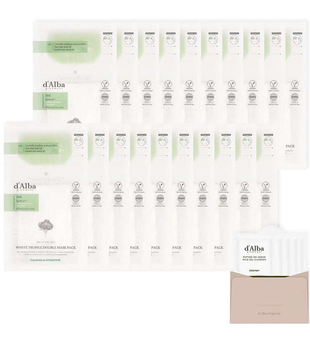 Dalba White Truffle Double Soothing Moisturizing Mask Pack 20p + Weak Acidic Gel Cleanser 3ml x 5p Set