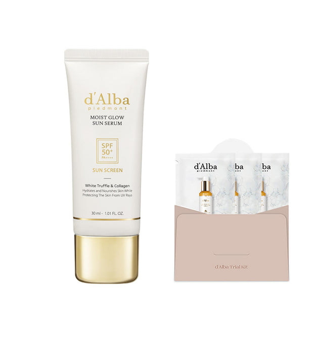 Dalba Moist Glow Sérum Solaire Tube Type SPF50+ PA++++ 30 ml + Crème Nettoyante à l'Huile de Retour de Truffe Blanche 3 ml x 3p Set