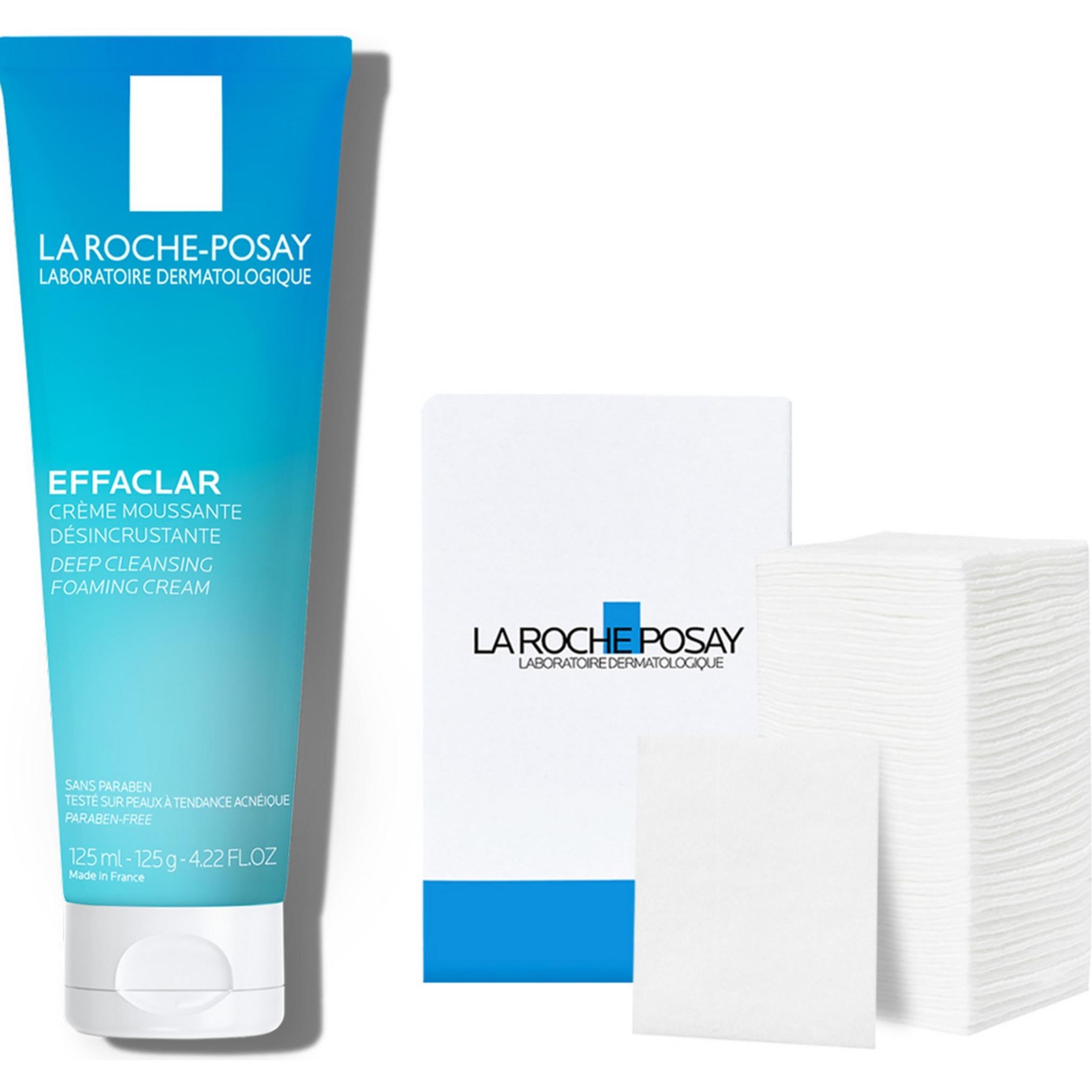 La Roche Posay Effaclar Crema Espumosa Limpieza Profunda 125ml + Set 40 Discos de Algodón