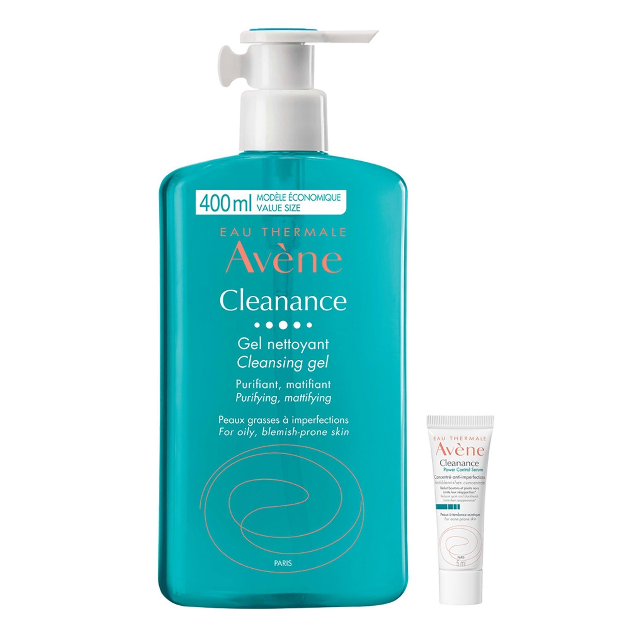 Avene Cleanance Очищающий гель со слабой кислотой 400 мл + Сыворотка Cleanance Power Control 5 мл