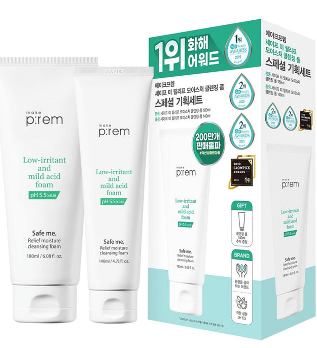 Makeprem Safe Me Relief Espuma Limpiadora Hidratante 180ml + Set Especial 140ml