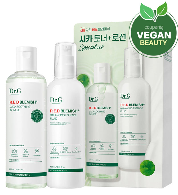 Dr.G Red Blemish Cica Soothing Toner 200ml + Essence Fluid 150ml Set