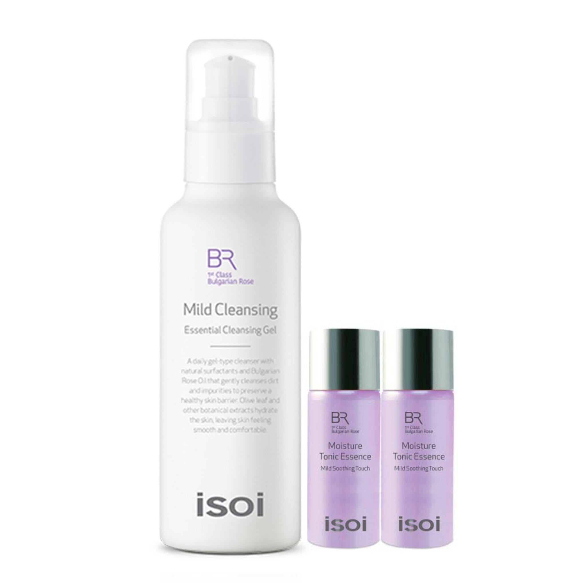 ISOI Bulgarian Rose Mild Cleansing Gel 130ml + Moisture Tonic Essence 8ml x 2p