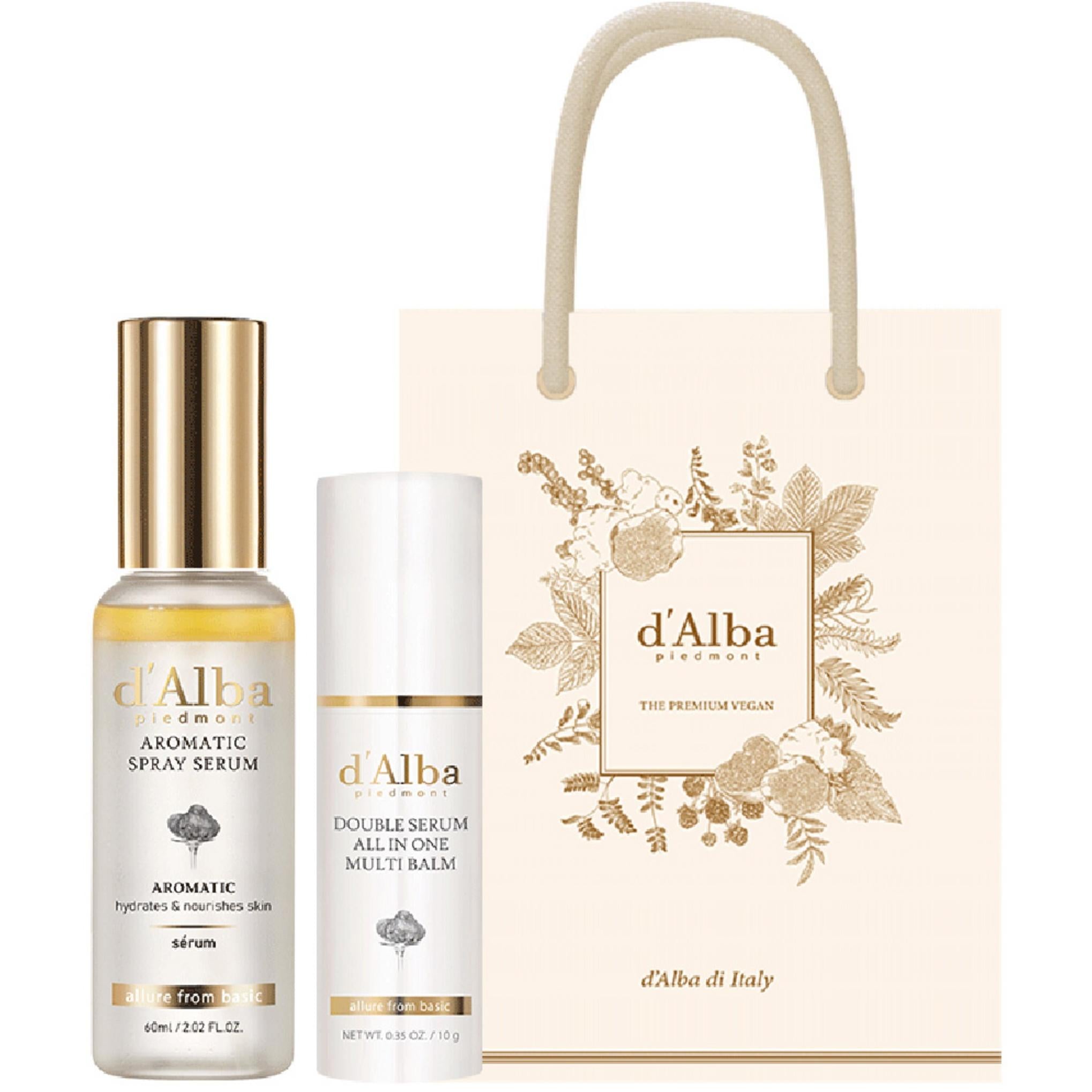 Dalba Premier Sérum Spray Aromatique à la Truffe Blanche 60 ml + Double Sérum Multi Baume Tout-en-Un 10 g + Sachet Cadeau