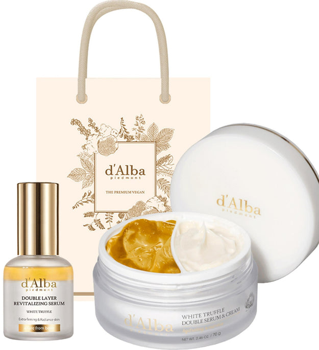 Dalba Sérum Revitalisant Double Couche à la Truffe Blanche 30 ml + Double Sérum & Crème 70 g + Sachet Cadeau