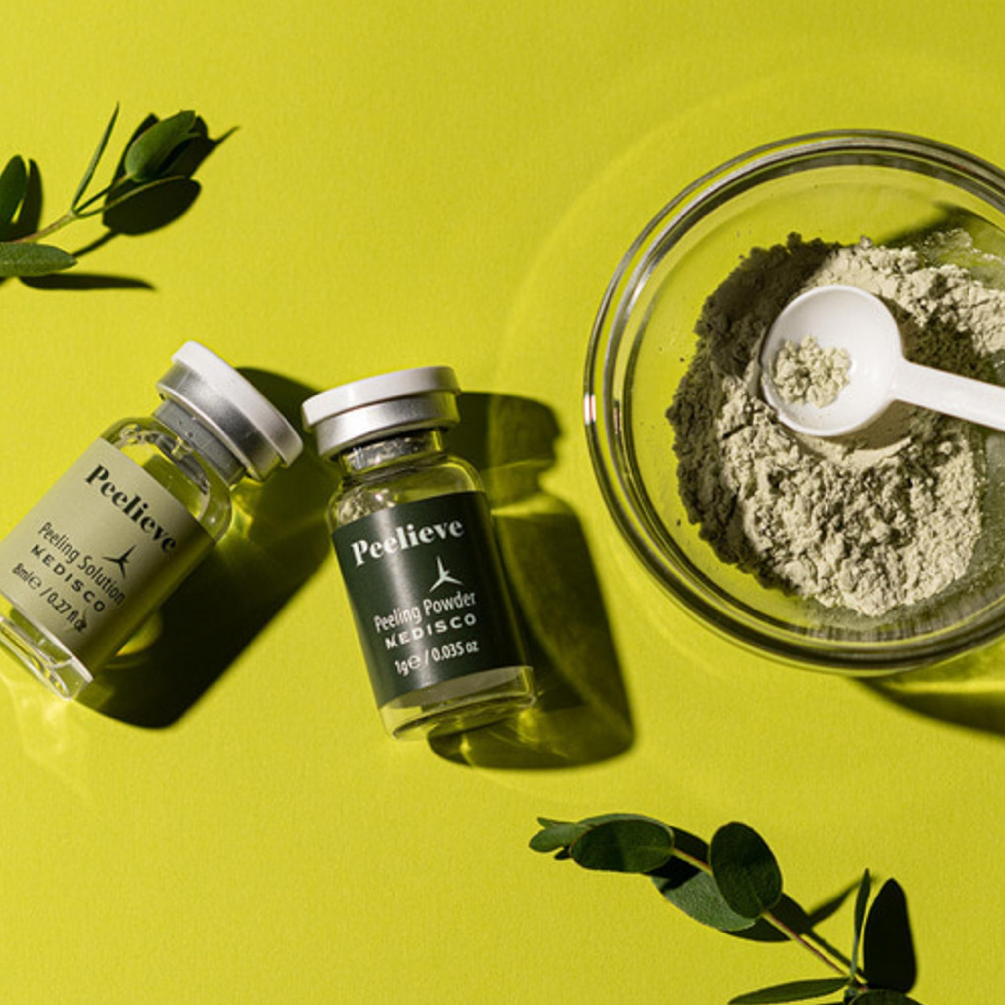 Kit de peeling herbal Medico Poudre exfoliante visage aux algues 1g + Solution 8ml + Crème Cica