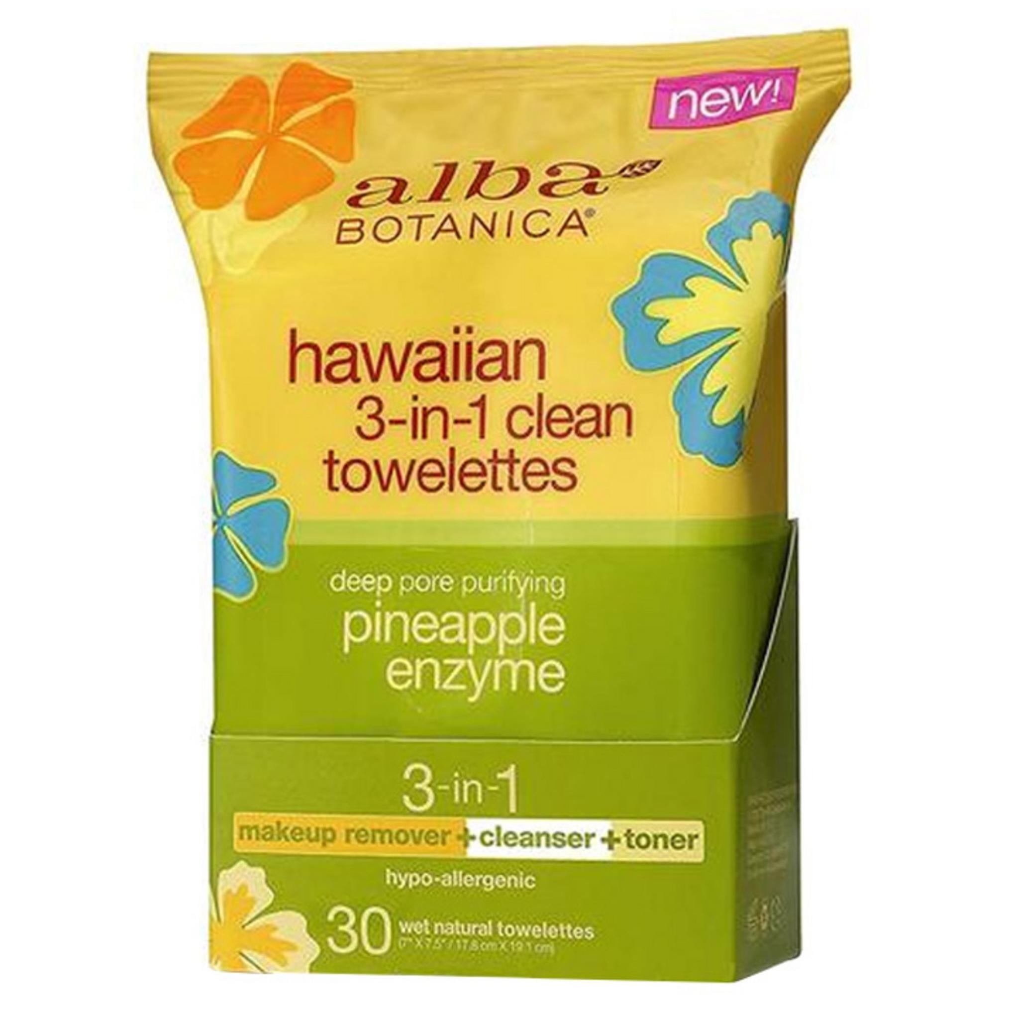 Alba Botanica Hawaiian 3 em 1 Toalha Limpa Enzima de Abacaxi Purificante de Poros Profundo
