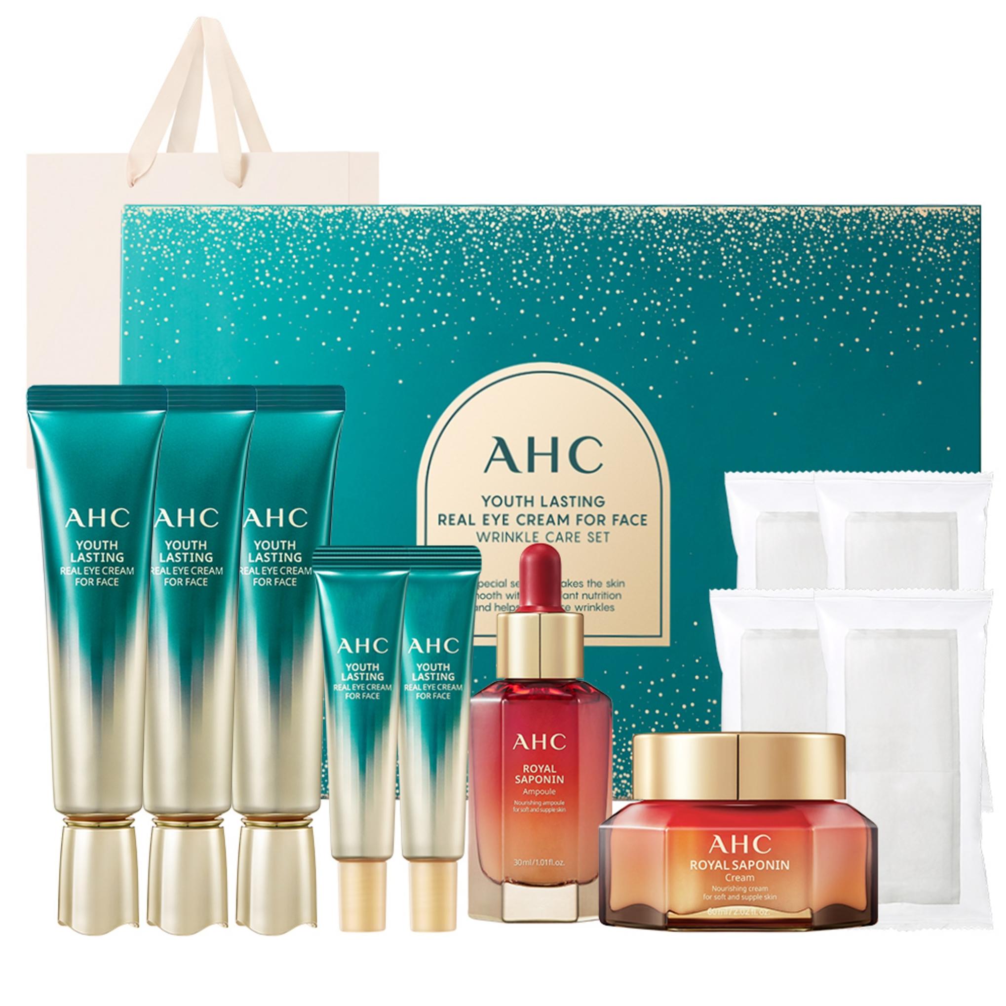 AHC Youth Lasting Real Eye Cream for Face Wrinkle Care Set + Shopping Bag