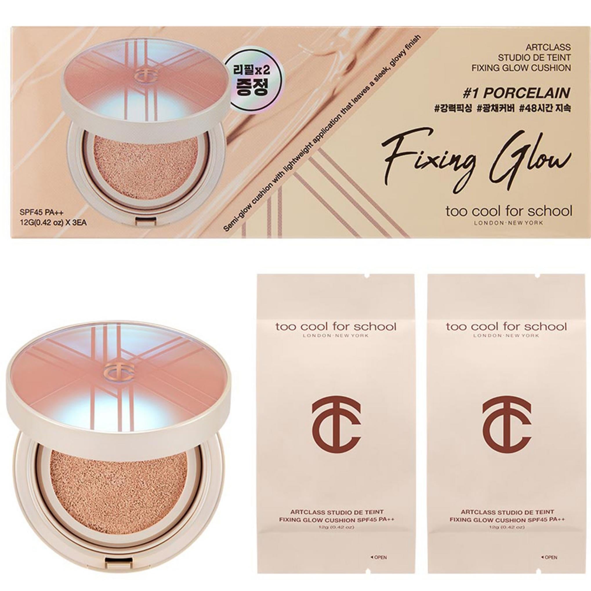 too cool for school Studio de Tente Fixing Glow Cushion 12g + Nachfüllpackung 12g x 2er Set