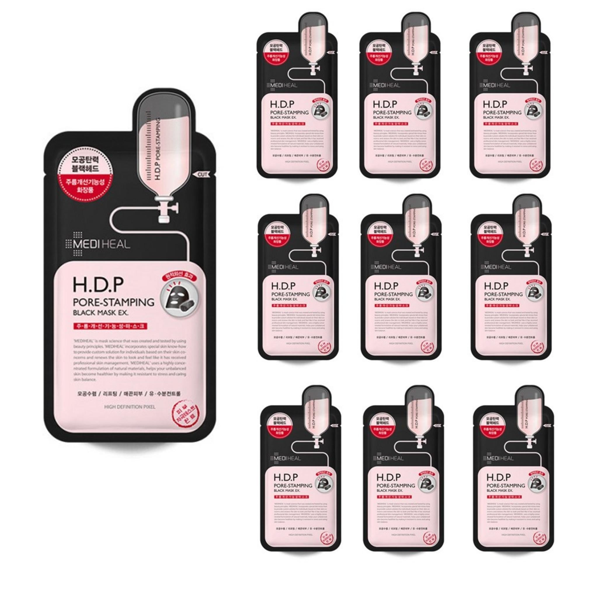 Mediheal HDP Mascarilla Negra Estampadora de Poros 10 Hojas