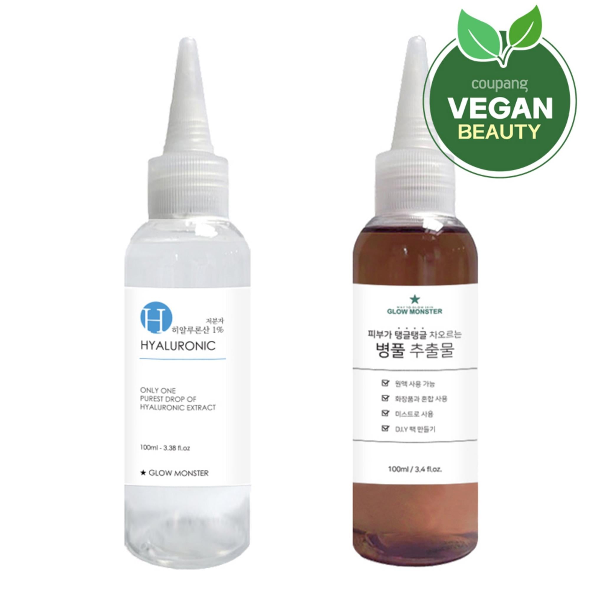 Glow Monster estratto di centella soluzione non diluita 100ml + acido ialuronico a basso peso molecolare soluzione non diluita 100ml