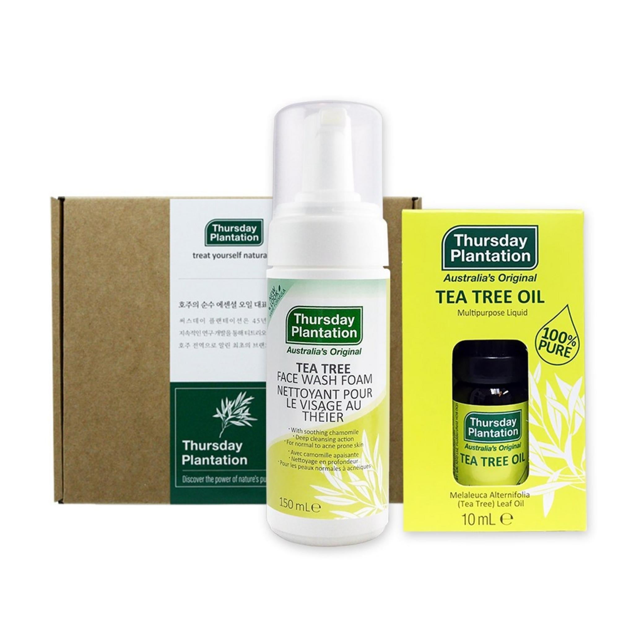Óleo de Tea Tree 10ml + Espuma de Lavagem 150ml Conjunto de Presente
