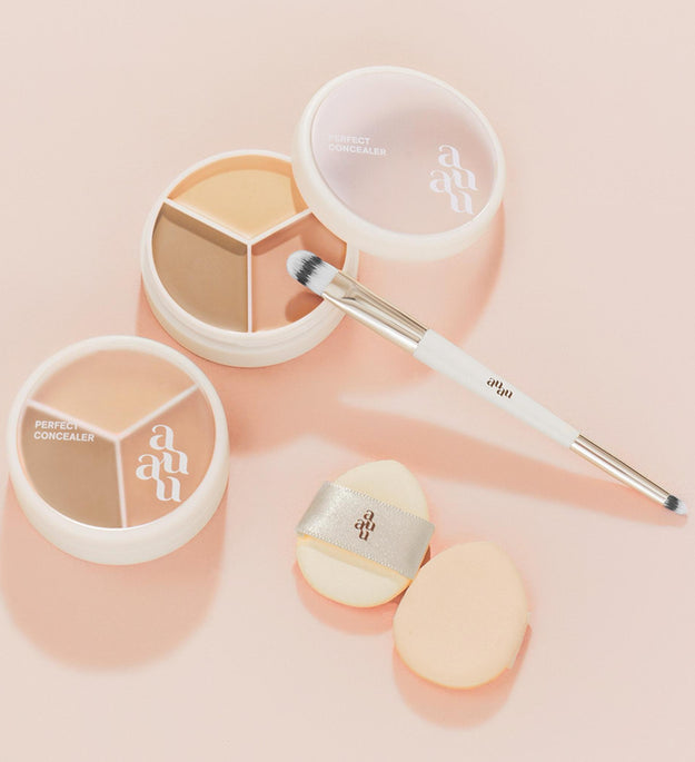 AYUAYU Perfect Palette Concealer 7.5 جرام + فرشاة + مجموعة منتفخة للأصابع