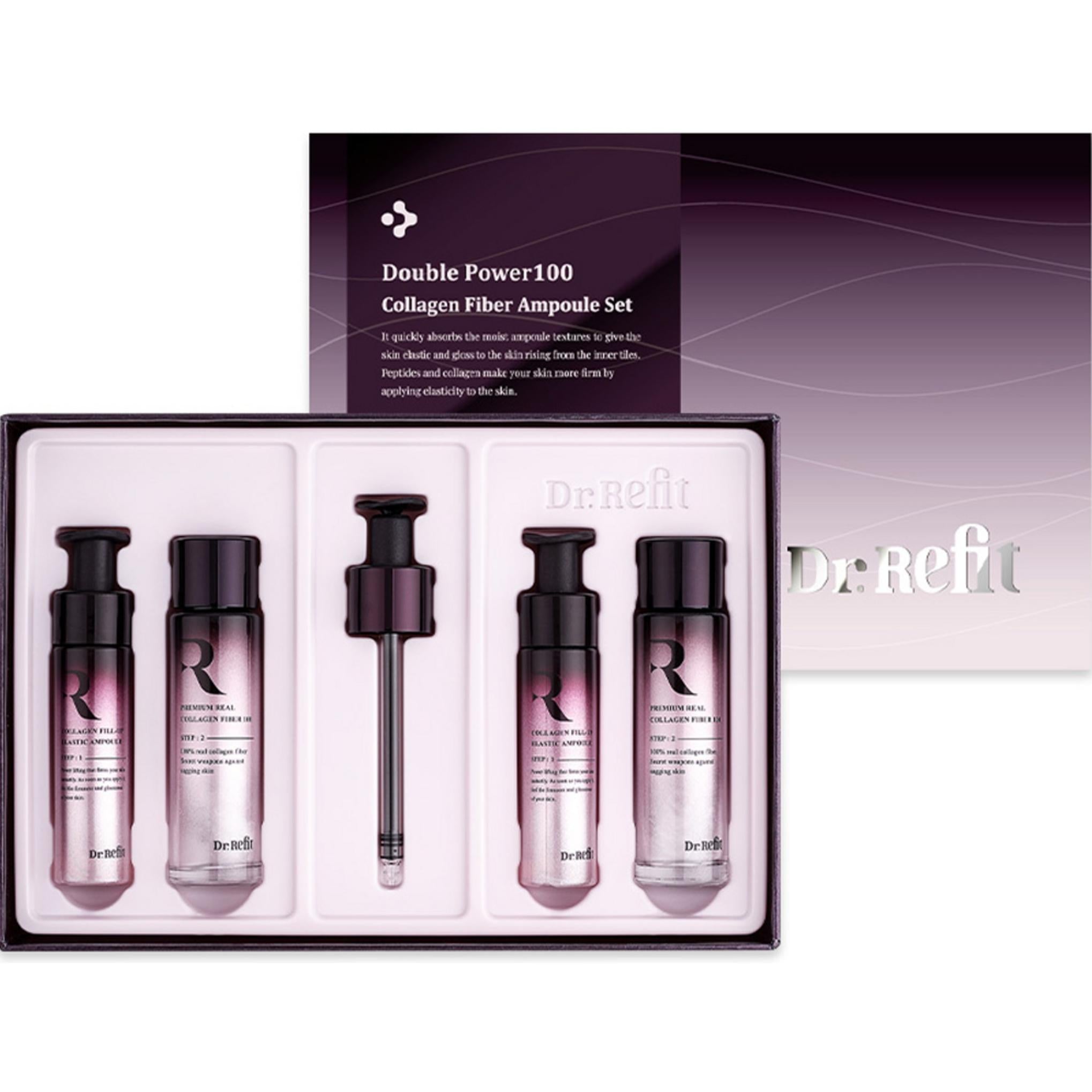 Dr. Refit dreidimensionale Projektion, Fadenlifting, Kollagenfaden, 2 Stück x 50 mg + Elastizitätsampulle, 2 Stück x 18 mg + Pipettenset, violett