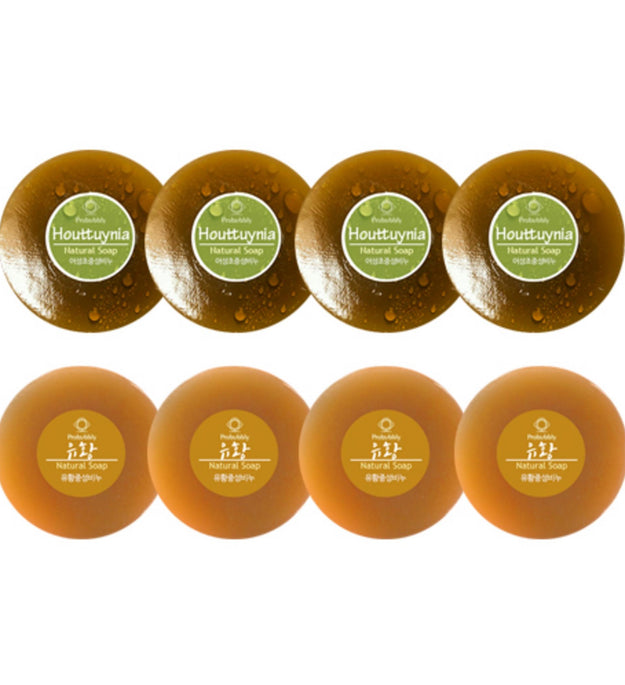 Probubbly Oily, Dry, Normal Skin Natural Handmade Soap Eoseongcho 110g x 4p + Sulfur 110g x 4p