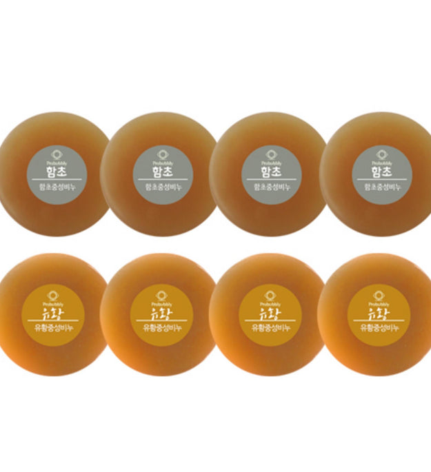 Probubbly Sulfur Soap 110g x 4p + Hamcho Soap 110g x 4p Set