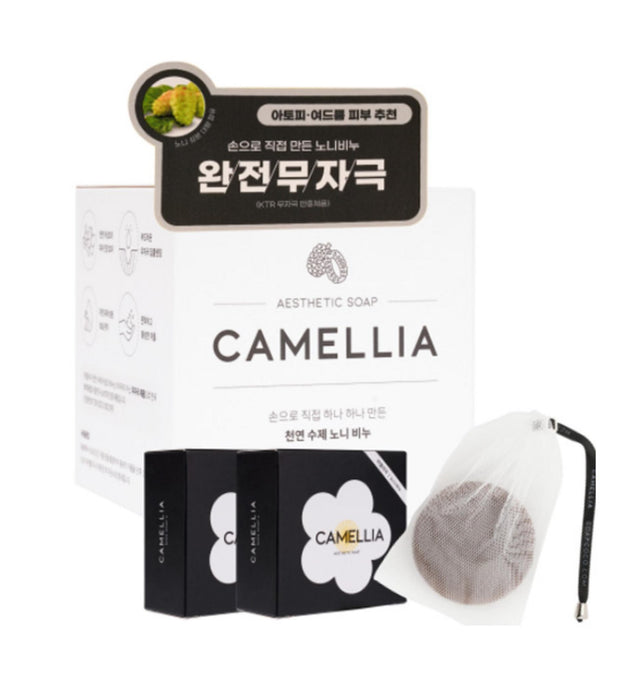 Camellia Noni Soap 100g 2pcs + Bubble Net Set