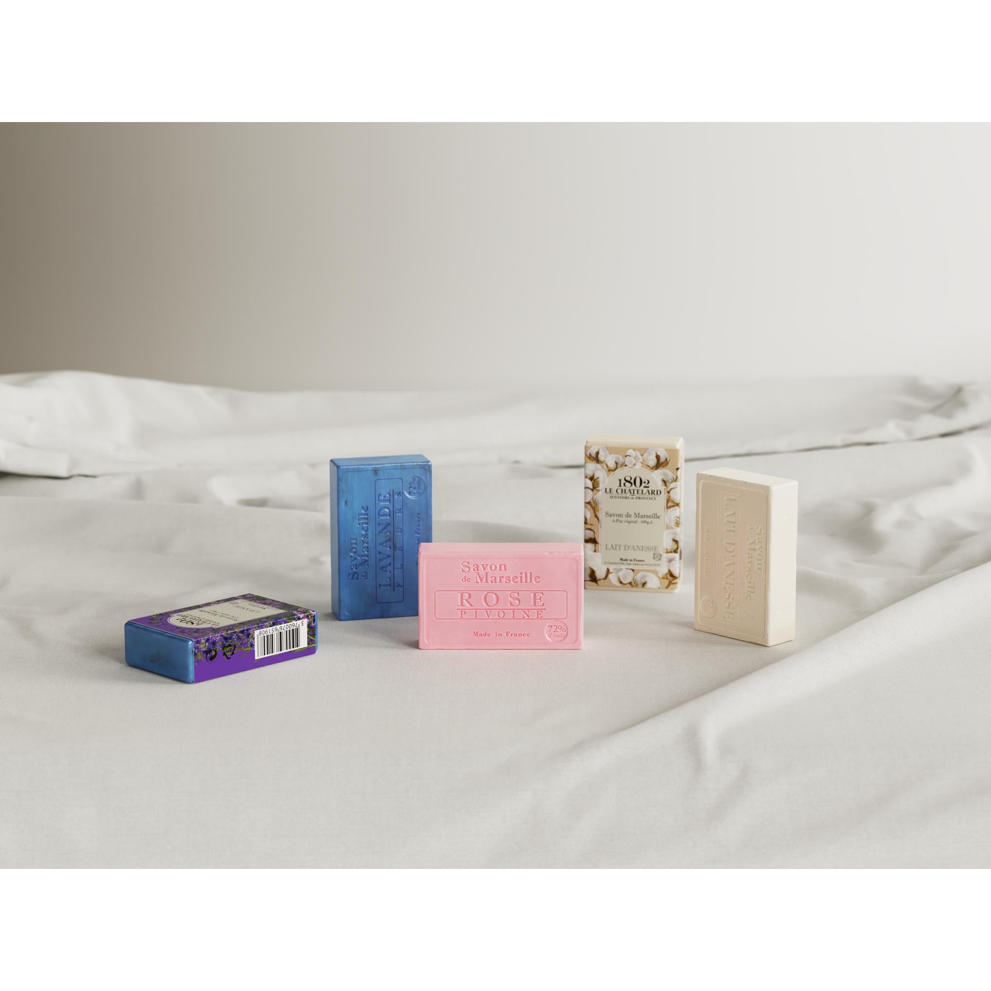 Lechatra 1802 Marseille Soap Rose Peony Scent 3p