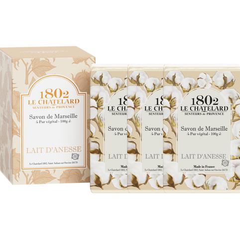 Lechatra 1802 Marsilya Sabunu Eşek Sütü Aromalı 3'lü
