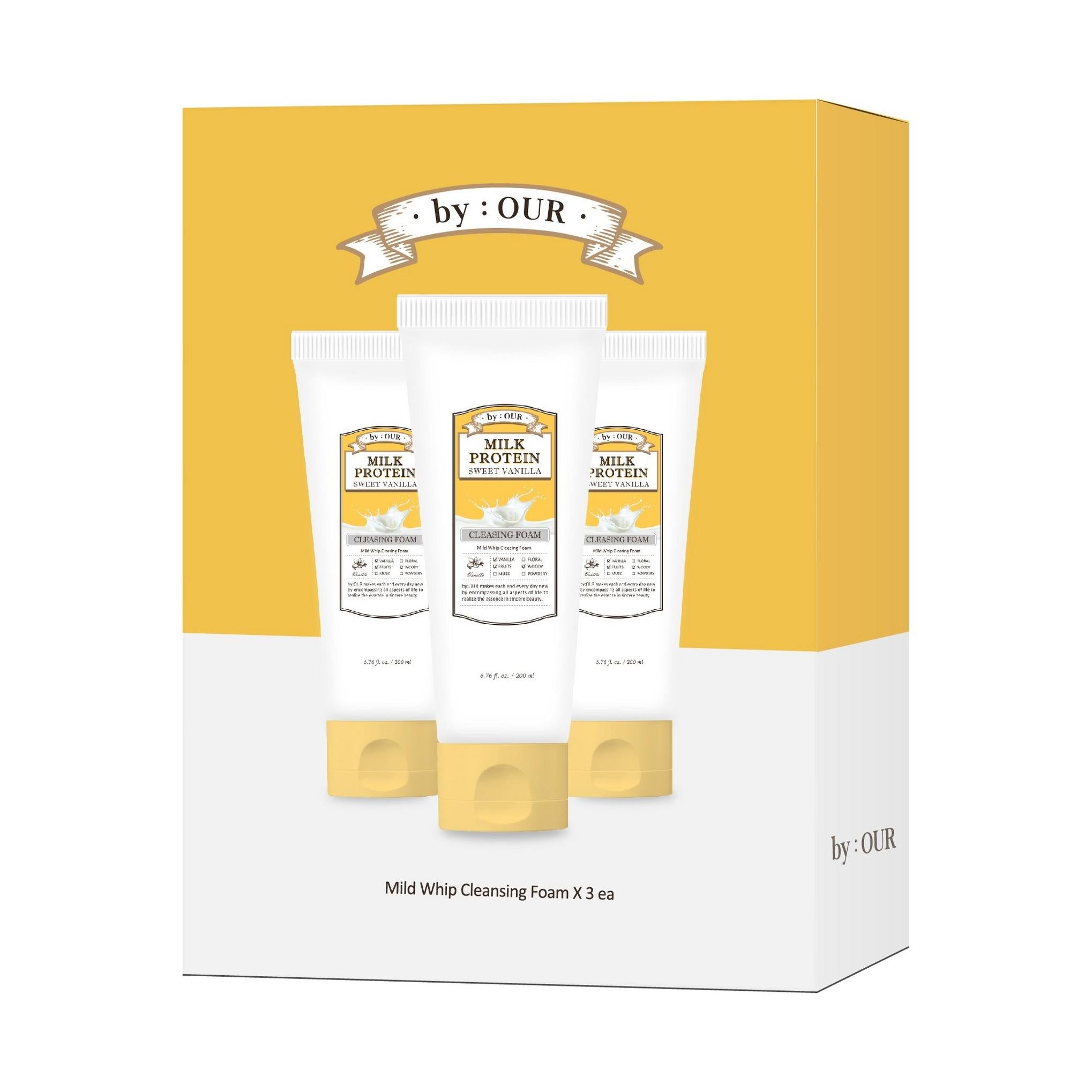 رغوة التنظيف بالفانيليا المخفوقة ببروتين الحليب من باي آور، 200 مل