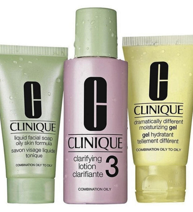 Jabón Facial Líquido Clinique + Loción Aclarante + Gel Hidratante